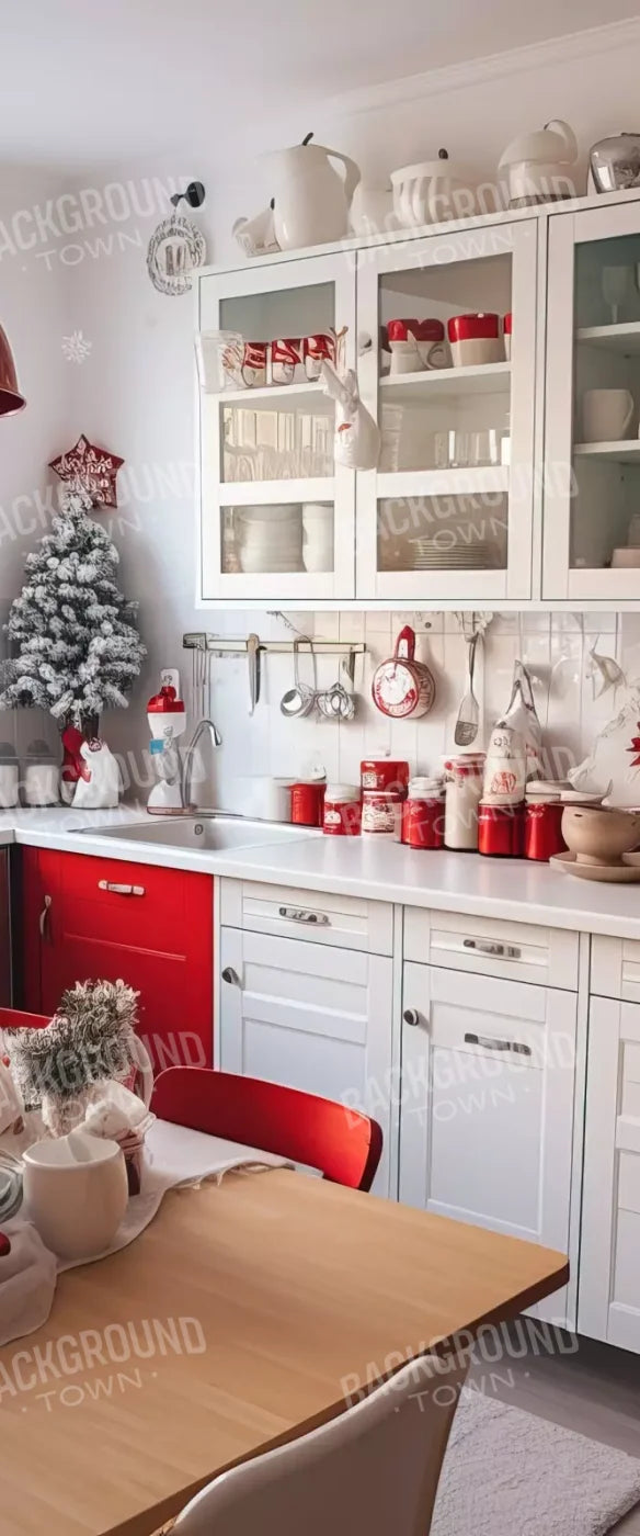 Retro Christmas Kitchen 5’X12’ Ultracloth For Westcott X-Drop (60 X 144 Inch) Backdrop