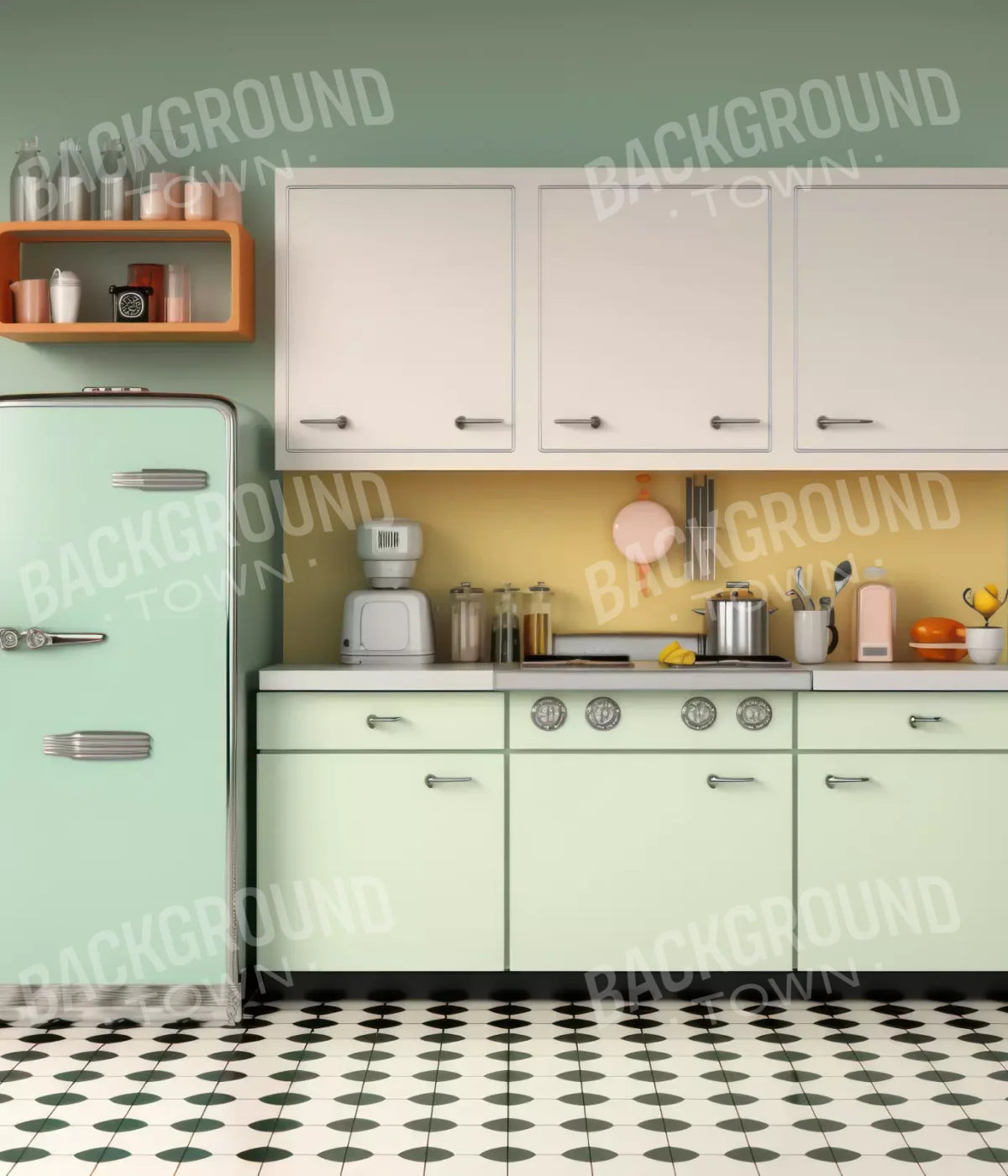 Retro Kitchen 10X12 Ultracloth ( 120 X 144 Inch ) Backdrop