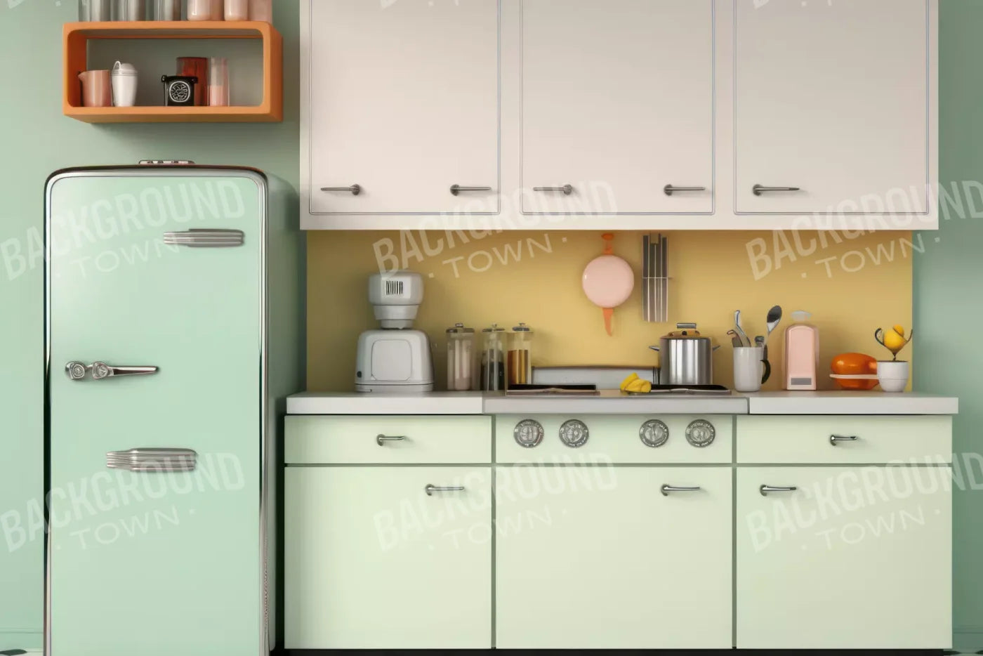 Retro Kitchen 8X5 Ultracloth ( 96 X 60 Inch ) Backdrop