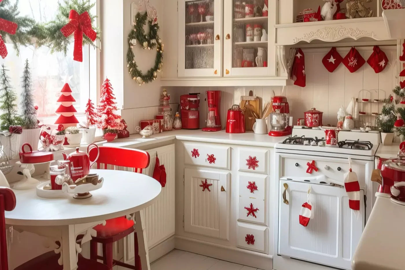 Minimal Christmas Kitchen 12’X8’ Ultracloth (144 X 96 Inch) Backdrop