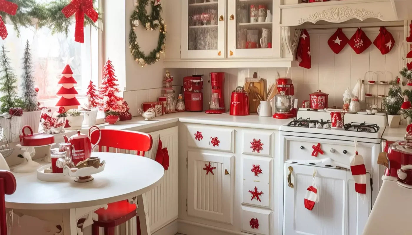 Minimal Christmas Kitchen 14’X8’ Ultracloth (168 X 96 Inch) Backdrop