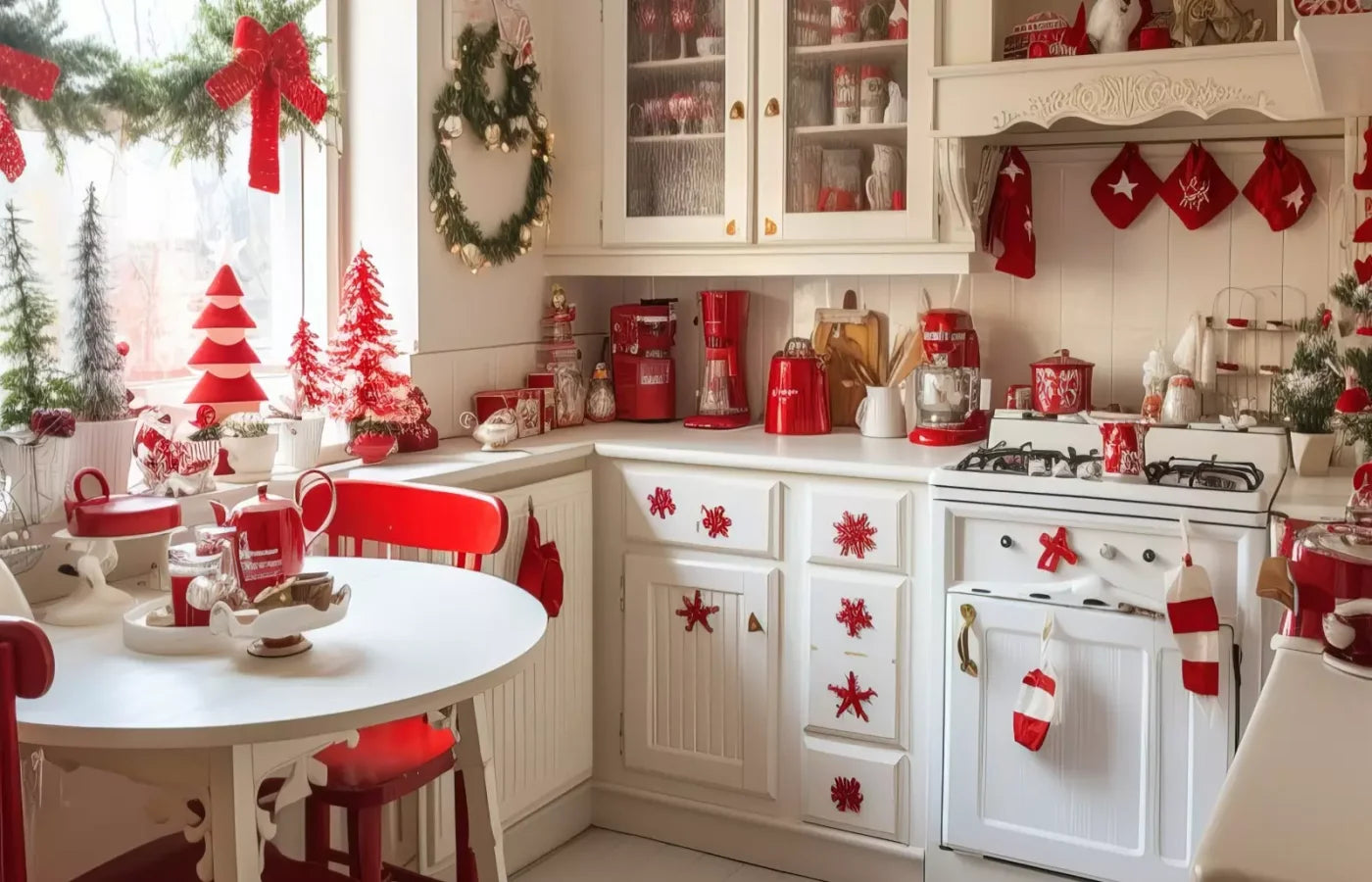 Minimal Christmas Kitchen 14’X9’ Ultracloth (168 X 108 Inch) Backdrop
