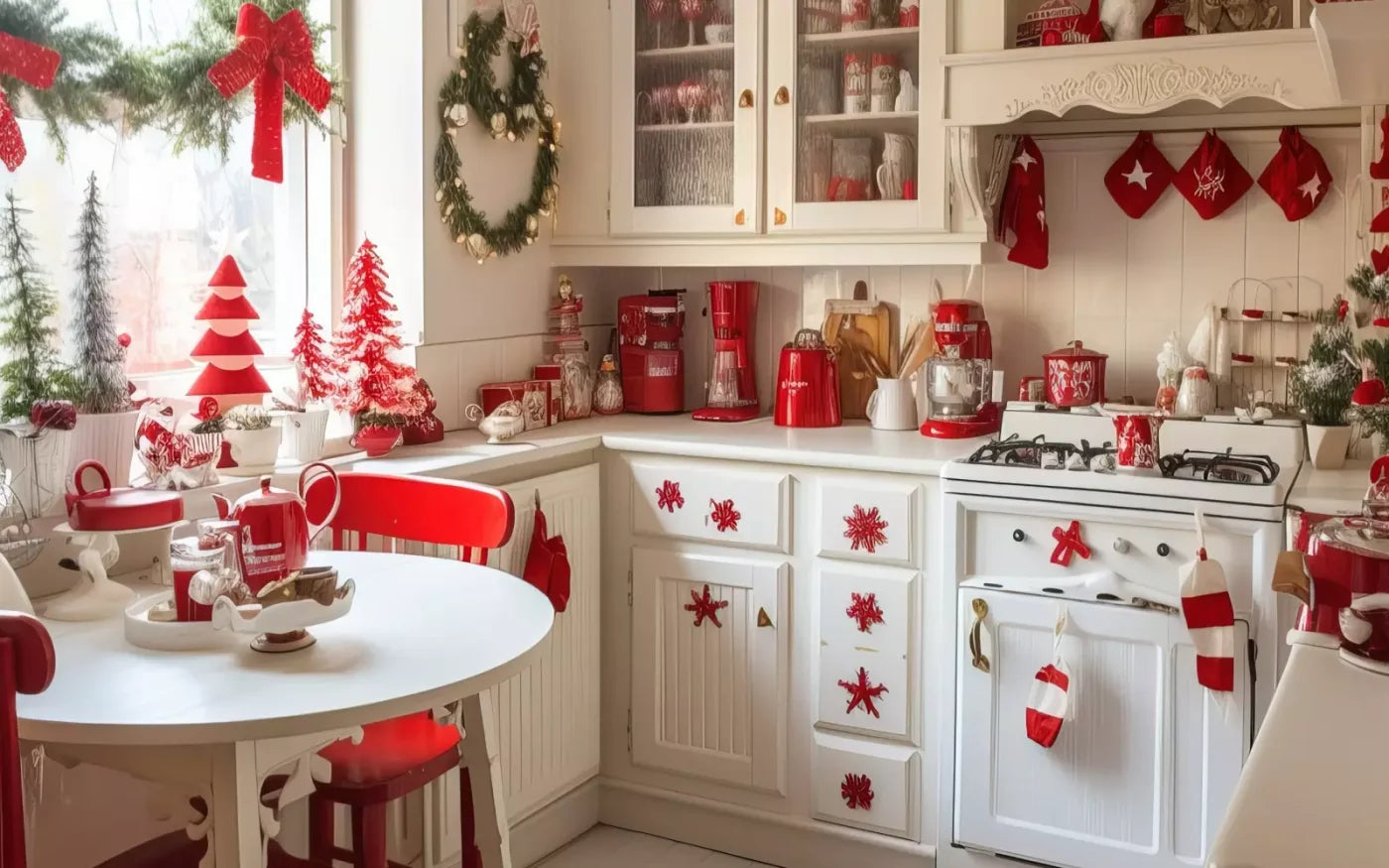 Minimal Christmas Kitchen 16’X10’ Ultracloth (192 X 120 Inch) Backdrop