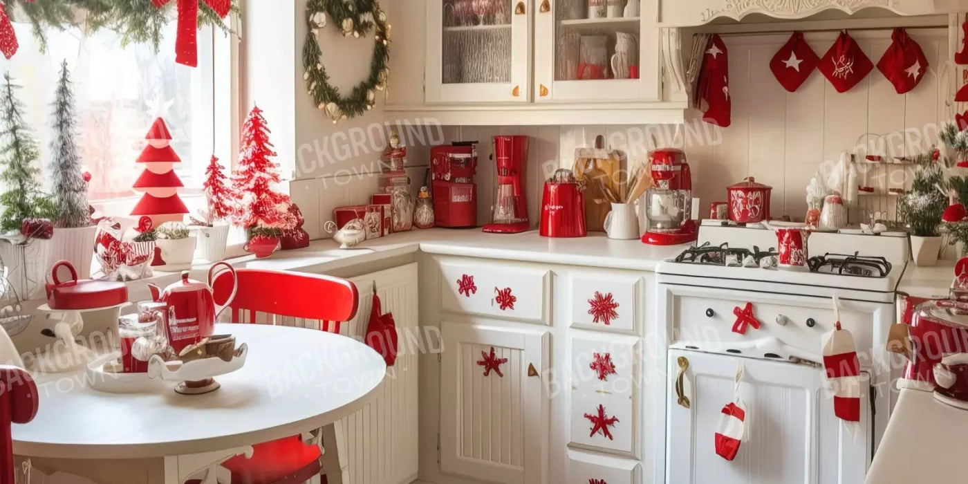 Minimal Christmas Kitchen 16’X8’ Ultracloth (192 X 96 Inch) Backdrop