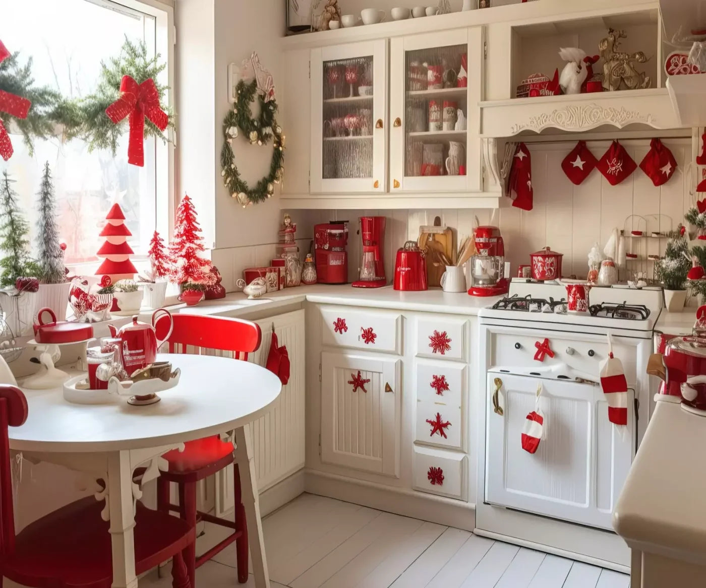 Minimal Christmas Kitchen 5’X4’2 Fleece (60 X 50 Inch) Backdrop