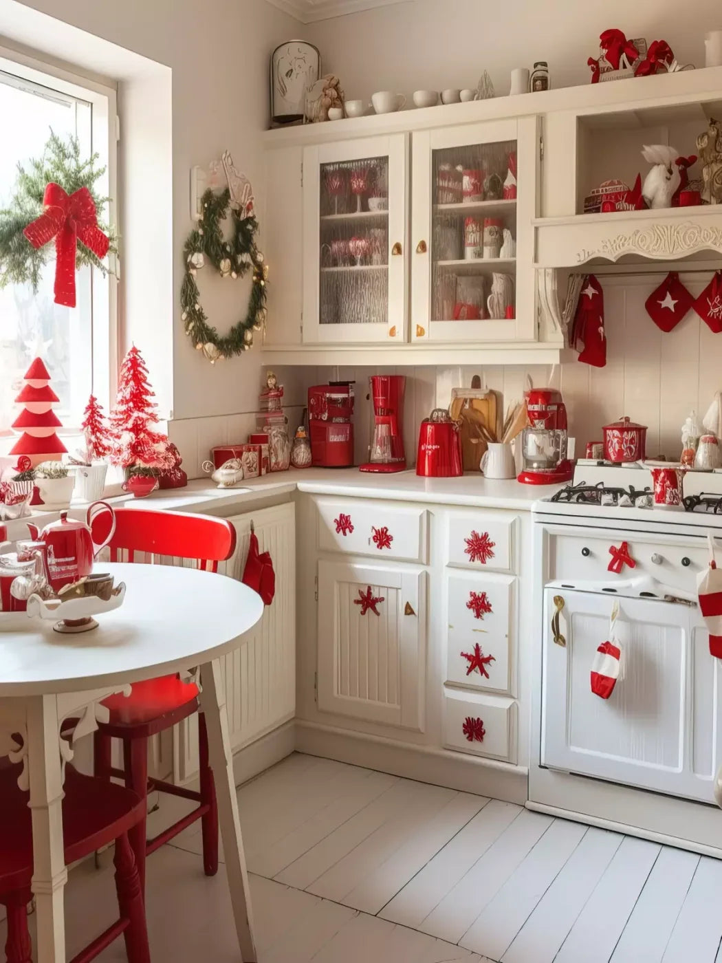Minimal Christmas Kitchen 6’X8’ Fleece (72 X 96 Inch) Backdrop