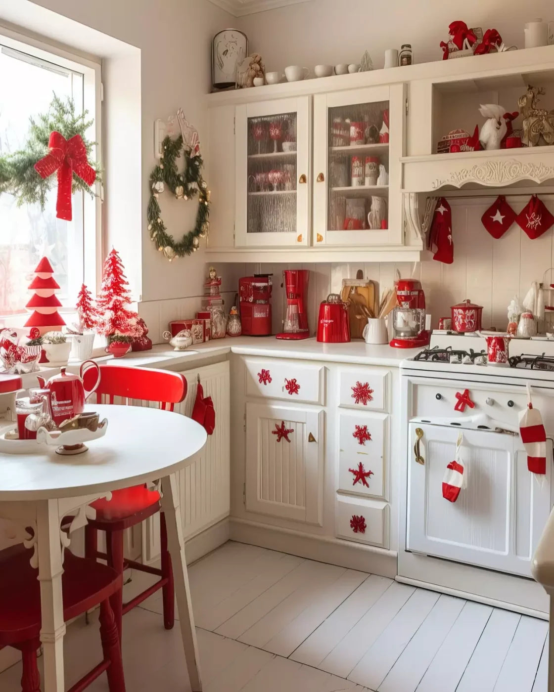 Minimal Christmas Kitchen 8’X10’ Fleece (96 X 120 Inch) Backdrop