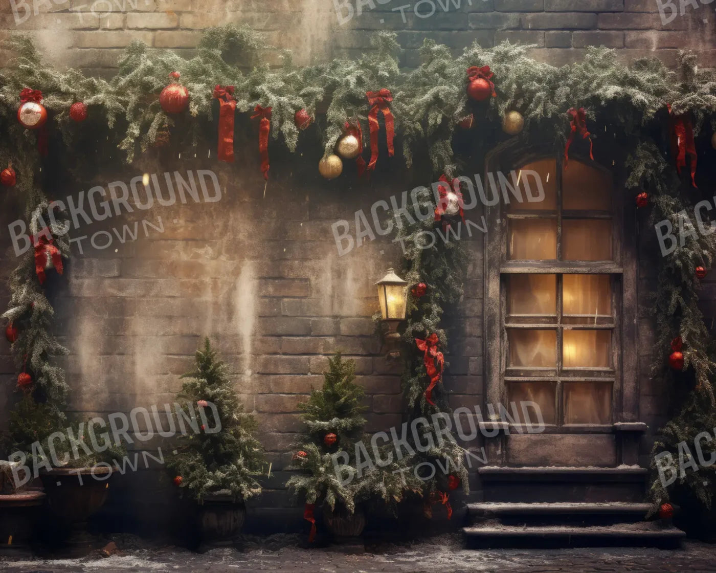 Ribbons Bows Christmas 10’x8’ Fleece (120 x 96 inch) Backdrop