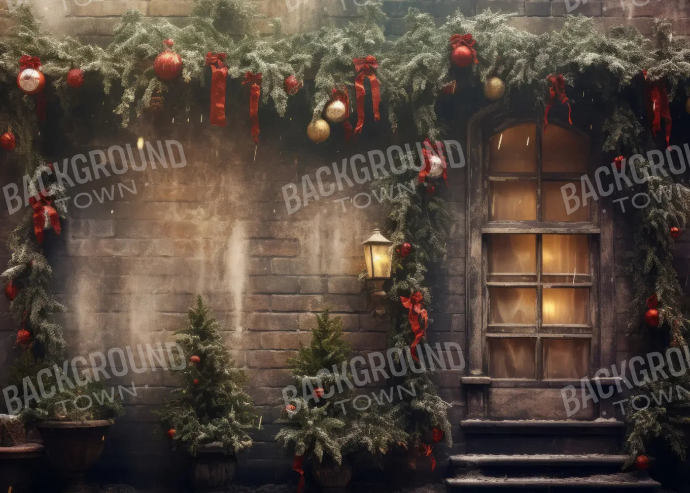 Ribbons Bows Christmas 7’x5’ UltraCloth (84 x 60 inch) Backdrop