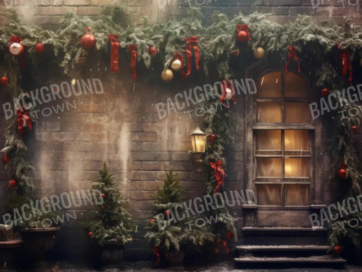 Ribbons Bows Christmas 8’x6’ Fleece (96 x 72 inch) Backdrop