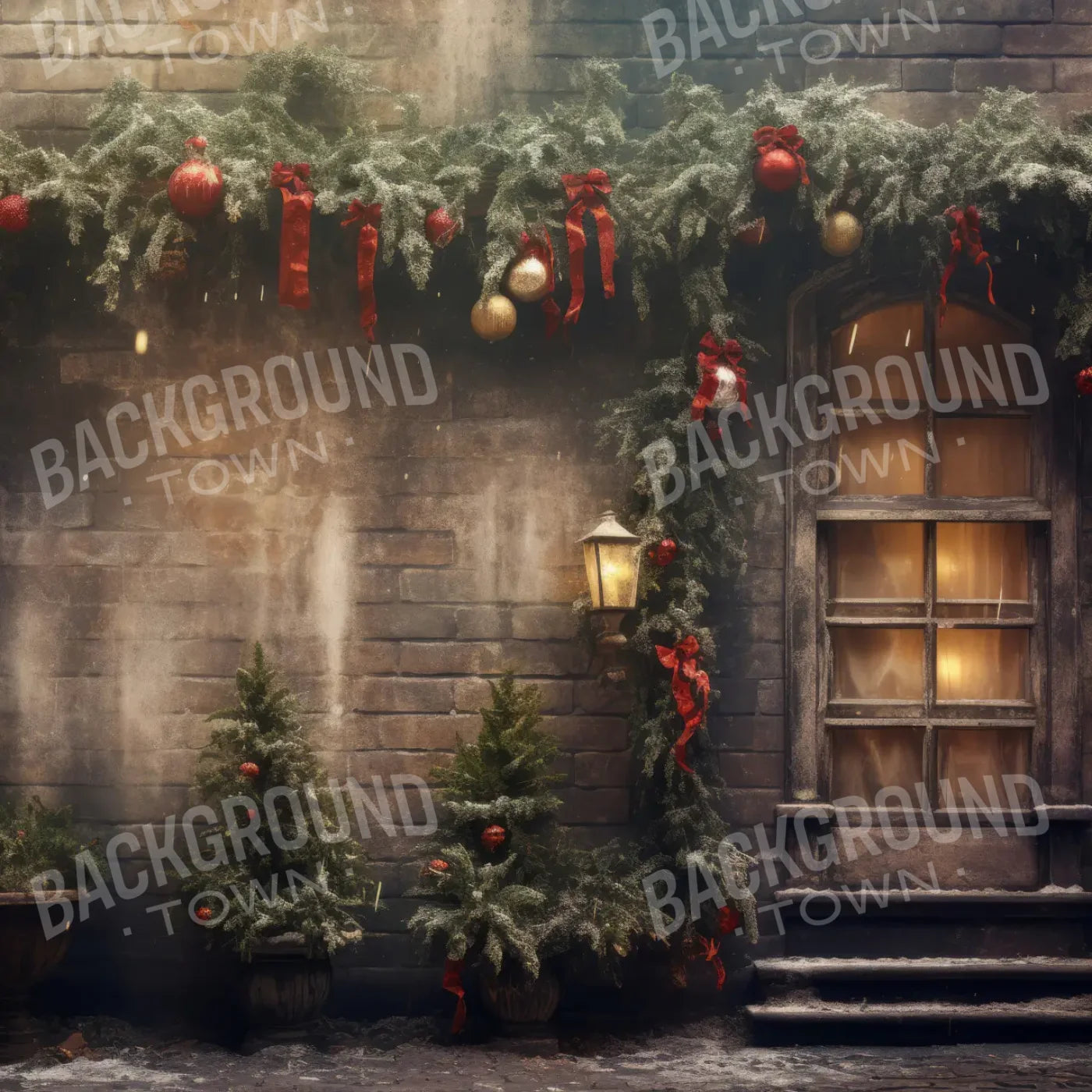 Ribbons Bows Christmas 8’x8’ Fleece (96 x 96 inch) Backdrop