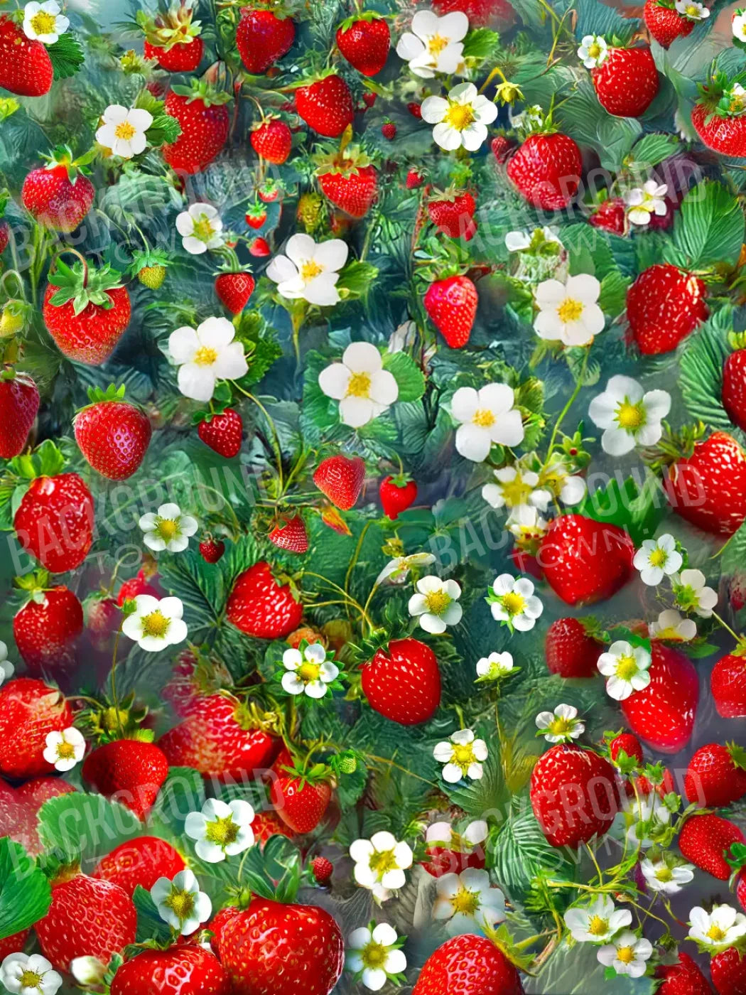 Ripe Strawberry Field 5’x6’8 Fleece (60 x 80 inch) Backdrop