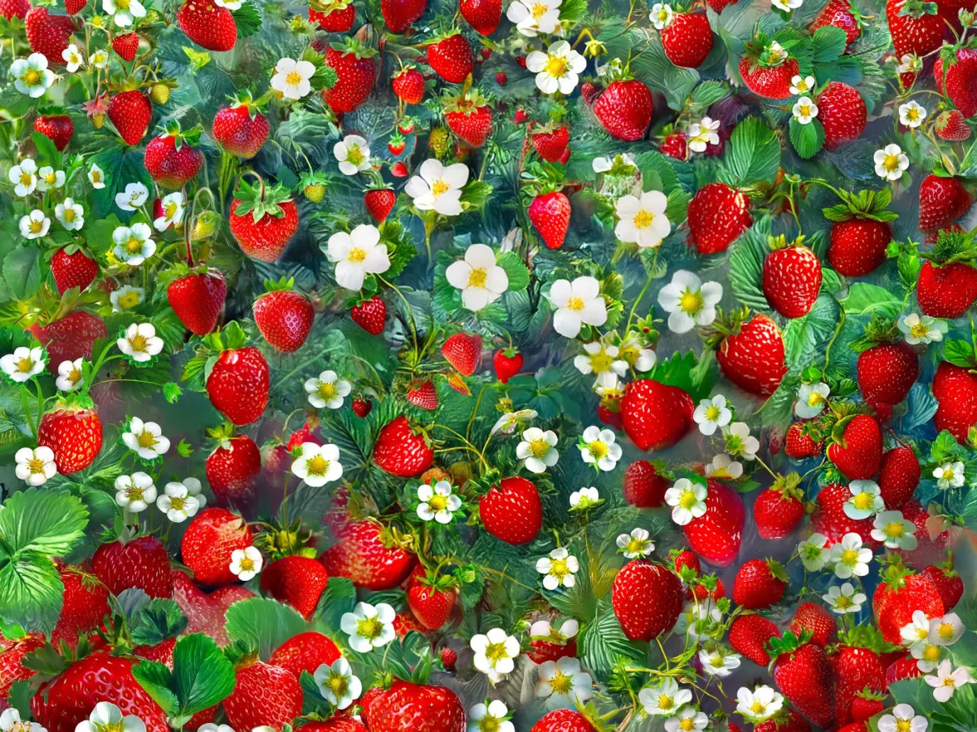 Ripe Strawberry Field 6’8x5’ Fleece (80 x 60 inch) Backdrop