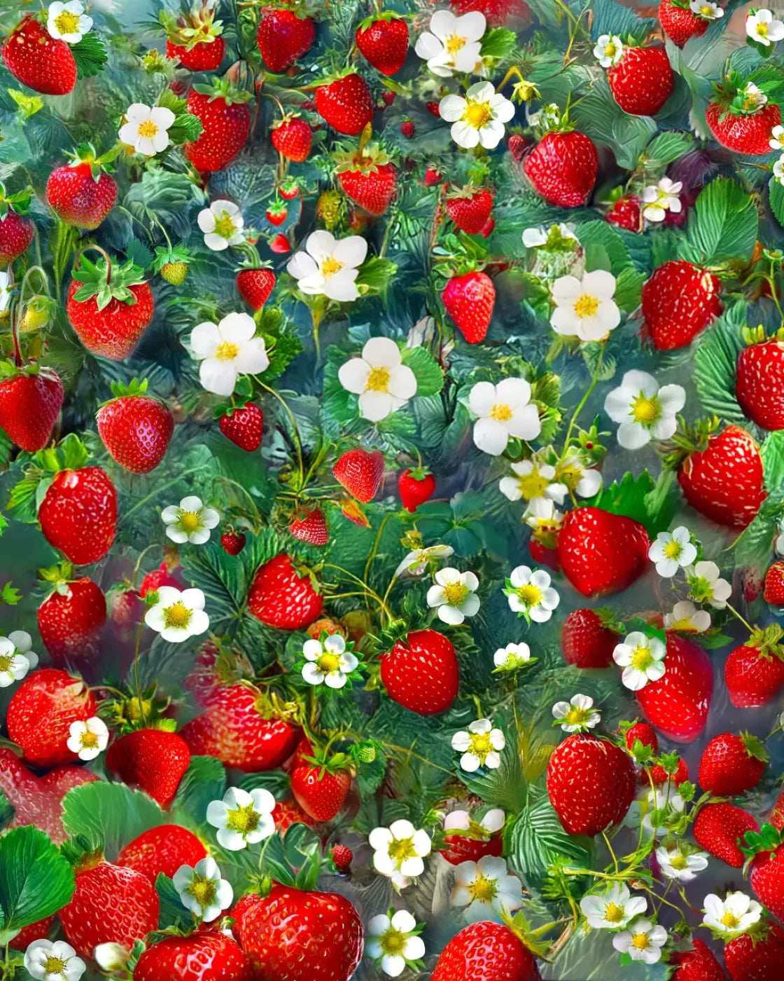 Ripe Strawberry Field 8’x10’ Fleece (96 x 120 inch) Backdrop