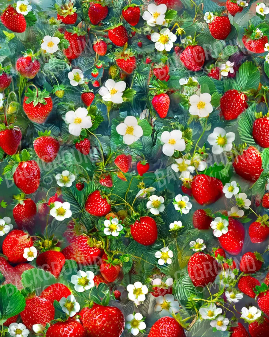 Ripe Strawberry Field 8’x10’ Fleece (96 x 120 inch) Backdrop