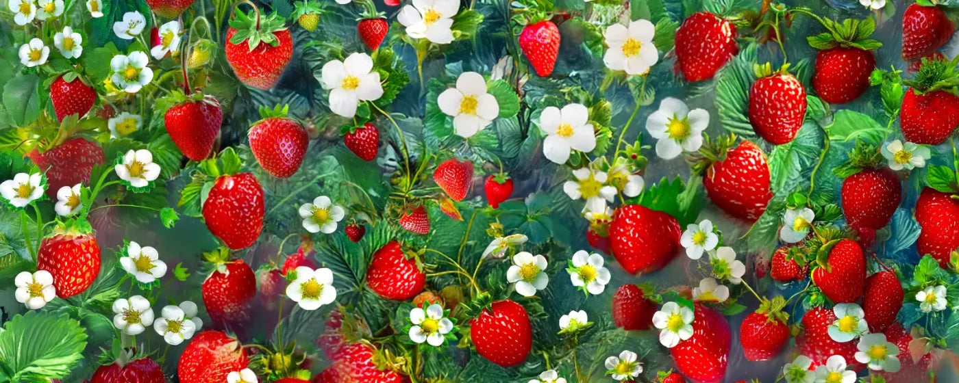 Ripe Strawberry Field Backdrop