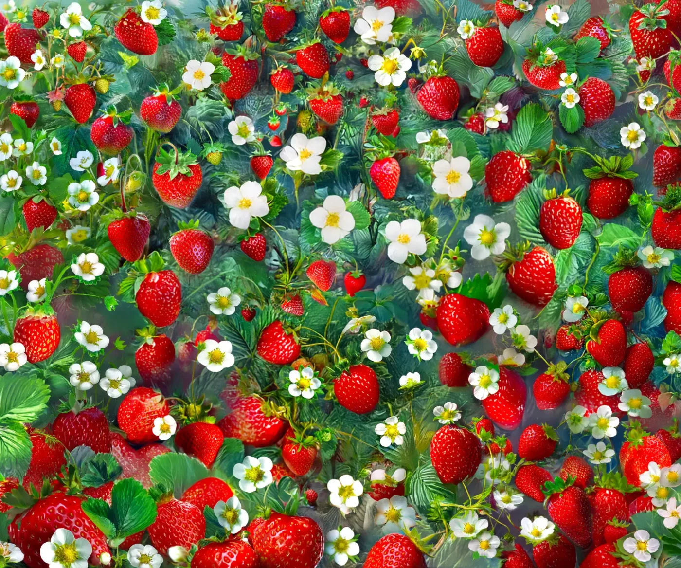 Ripe Strawberry Field Backdrop
