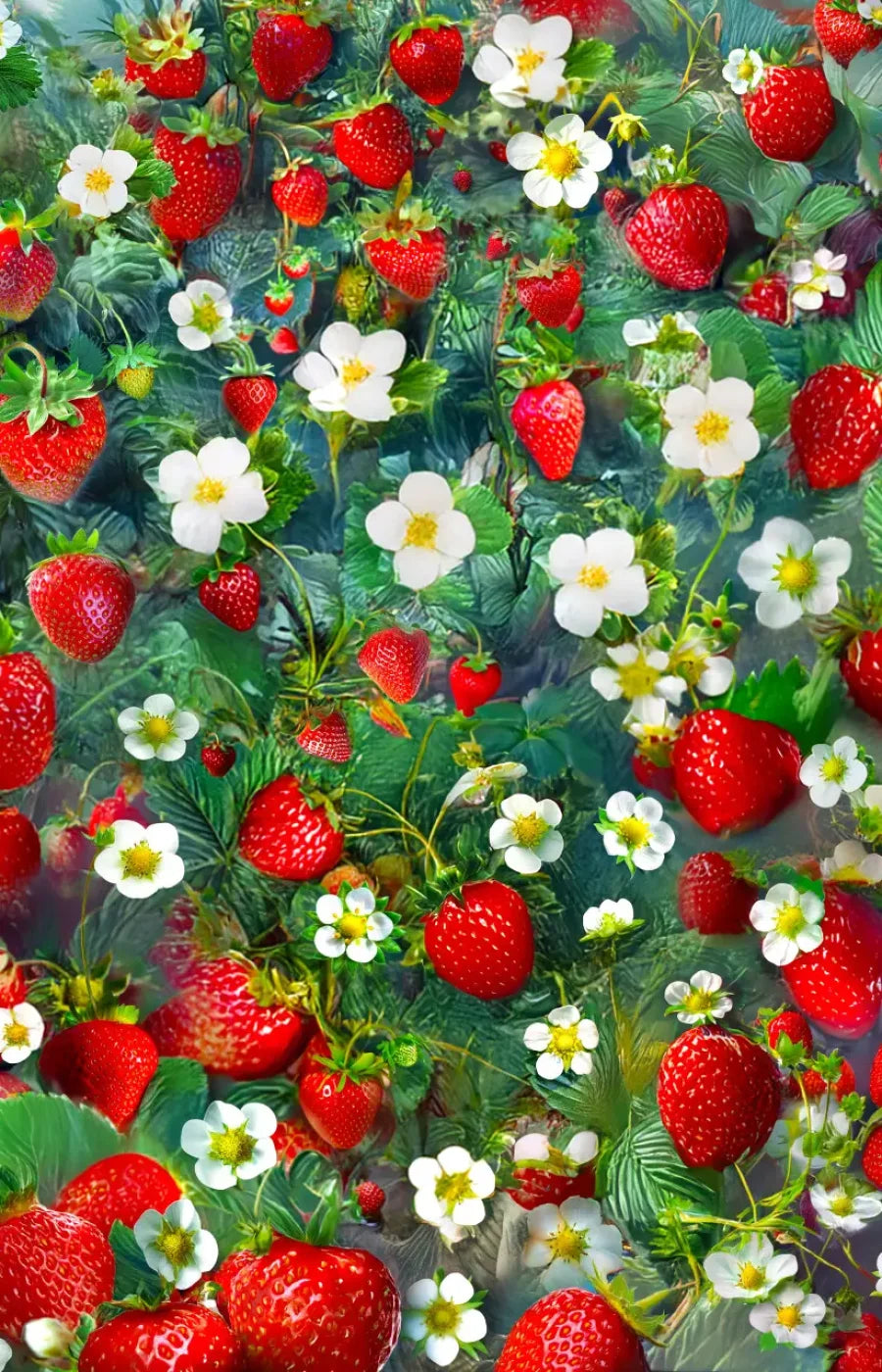 Ripe Strawberry Field Backdrop