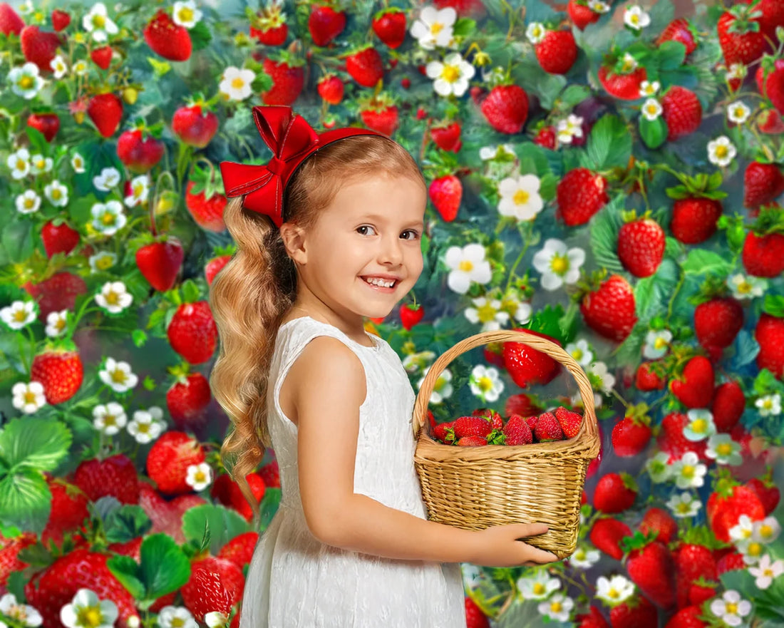 Ripe Strawberry Field Backdrop