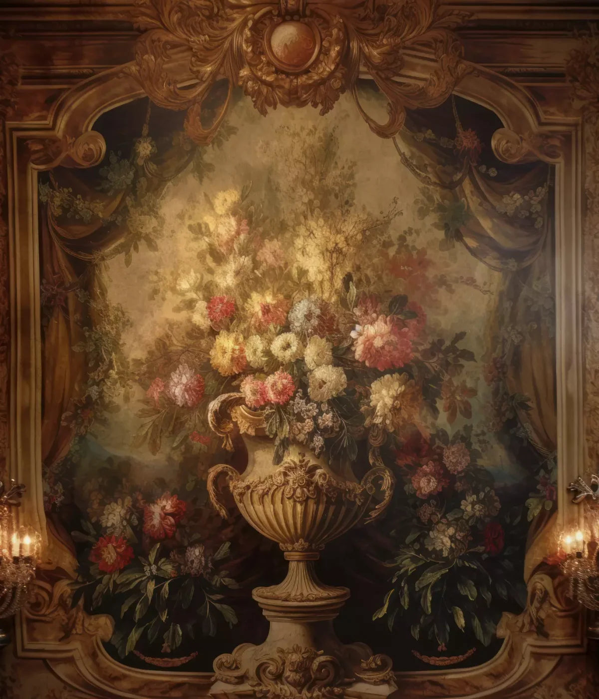 Rococo Aged Floral Wall 10X12 Ultracloth ( 120 X 144 Inch ) Backdrop