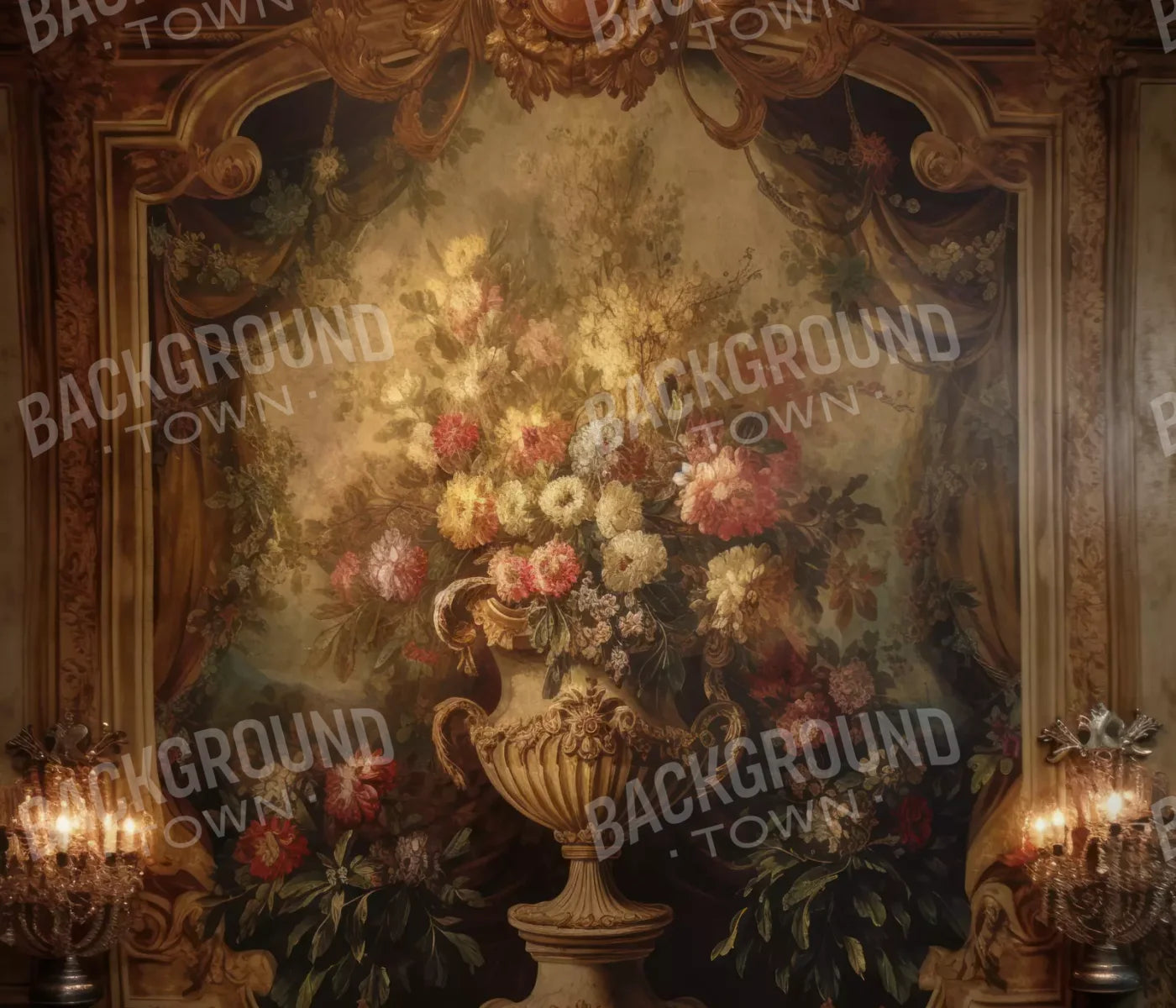 Rococo Aged Floral Wall 12X10 Ultracloth ( 144 X 120 Inch ) Backdrop
