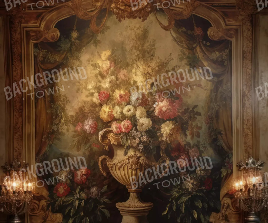 Rococo Aged Floral Wall 5X42 Fleece ( 60 X 50 Inch ) Backdrop