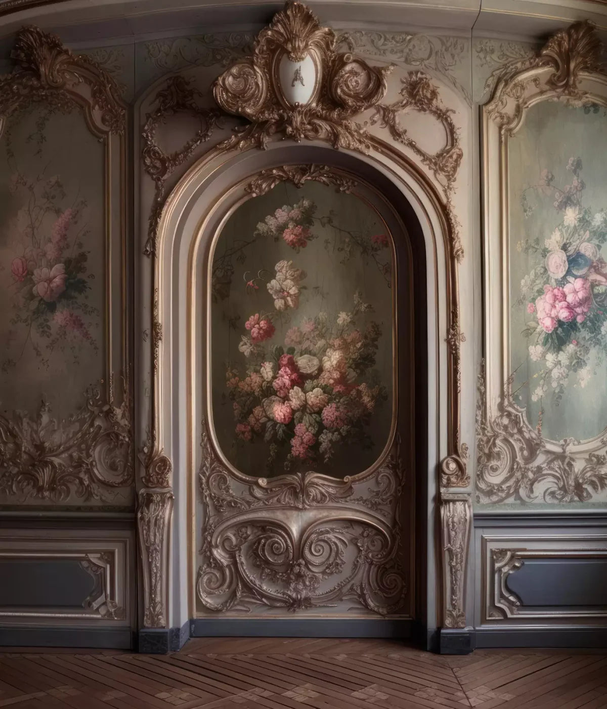 Rococo Blush Floral Wall 10X12 Ultracloth ( 120 X 144 Inch ) Backdrop