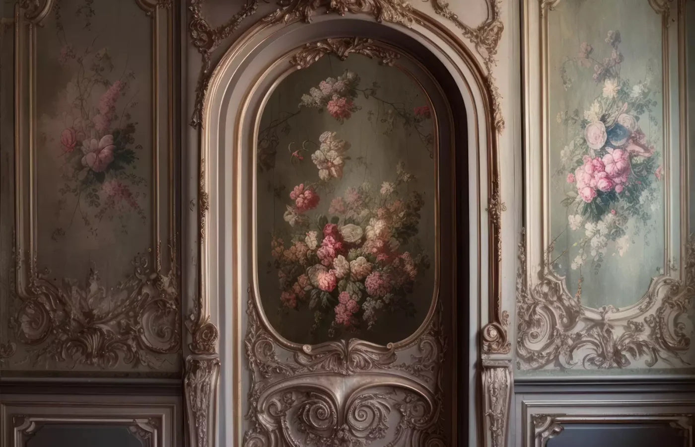 Rococo Blush Floral Wall 12X8 Ultracloth ( 144 X 96 Inch ) Backdrop