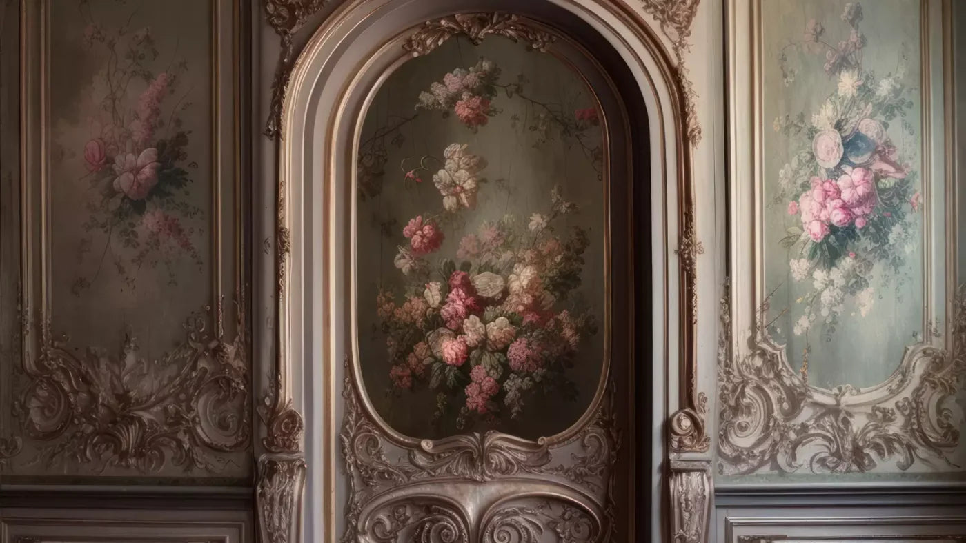 Rococo Blush Floral Wall 14X8 Ultracloth ( 168 X 96 Inch ) Backdrop