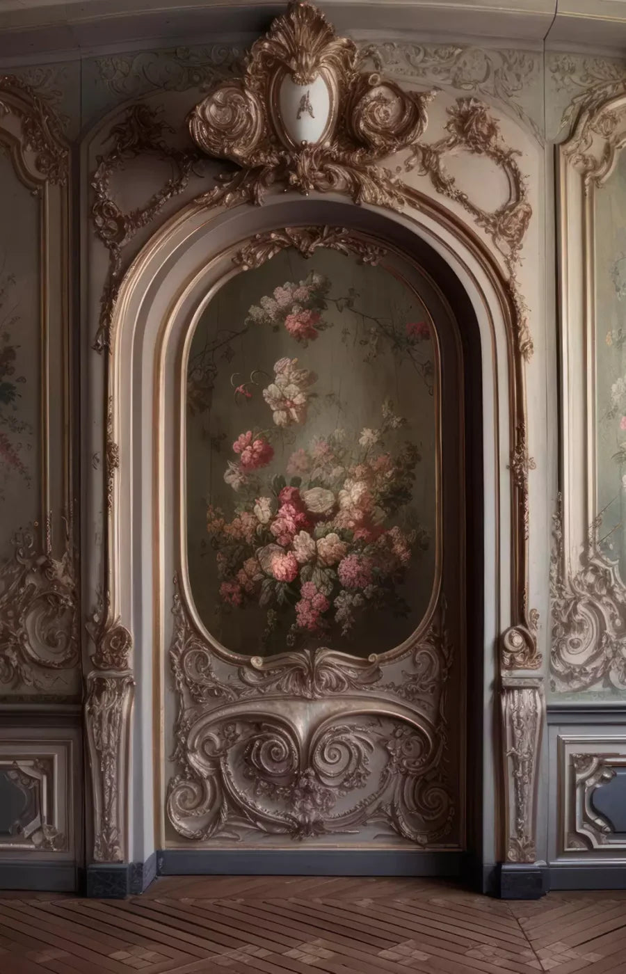 Rococo Blush Floral Wall 8X12 Ultracloth ( 96 X 144 Inch ) Backdrop