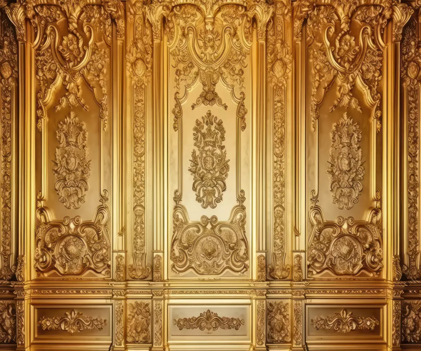 Rococo Gold Wall 5X42 Fleece ( 60 X 50 Inch ) Backdrop