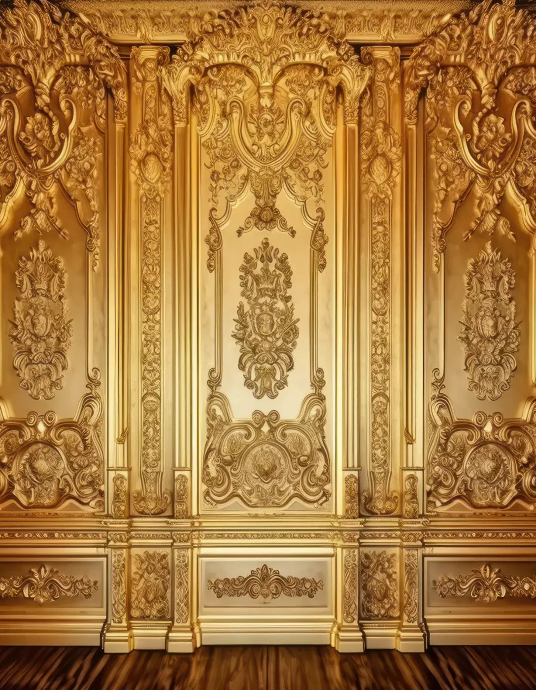 Rococo Gold Wall 6X8 Fleece ( 72 X 96 Inch ) Backdrop