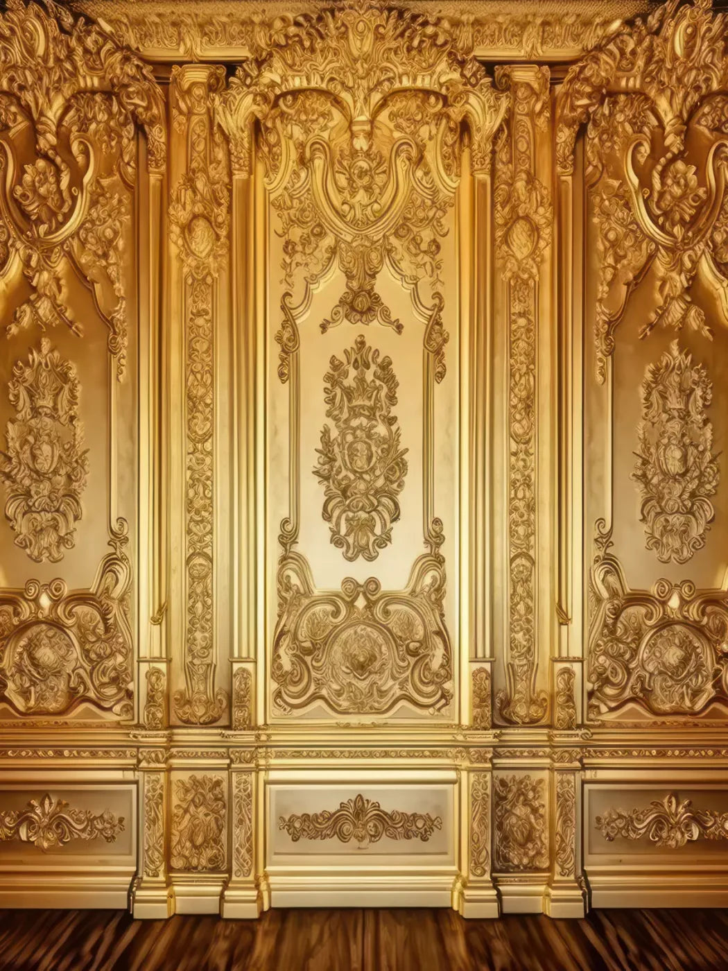 Rococo Gold Wall 8X10 Fleece ( 96 X 120 Inch ) Backdrop