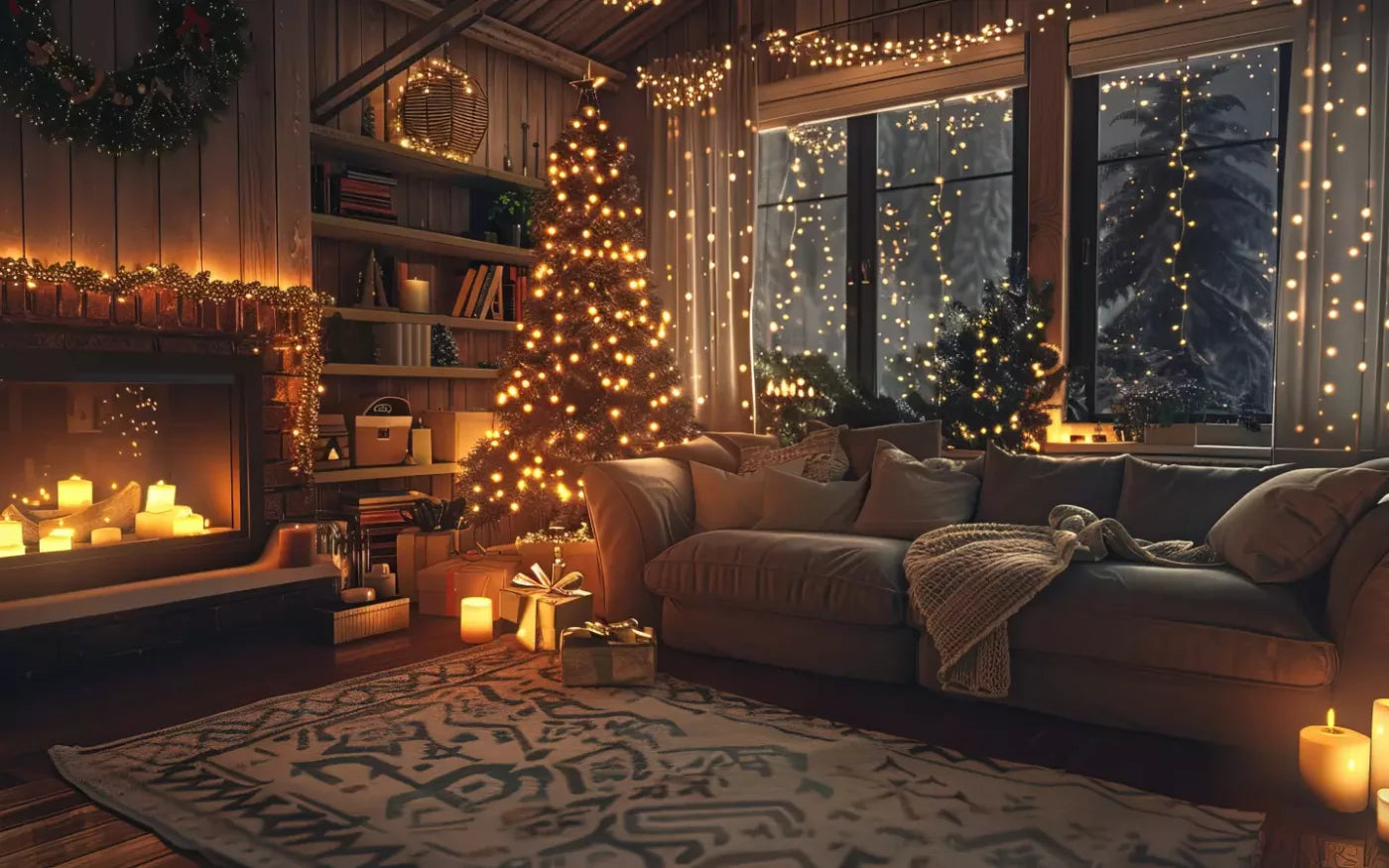 Romantic Christmas Eve 16’X10’ Ultracloth (192 X 120 Inch) Backdrop