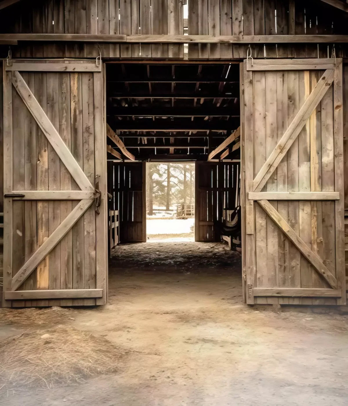 Rural Barn Doors 10X12 Ultracloth ( 120 X 144 Inch ) Backdrop