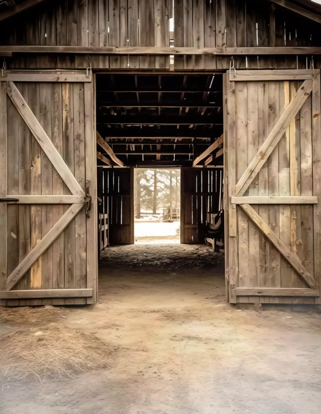 Rural Barn Doors 6X8 Fleece ( 72 X 96 Inch ) Backdrop