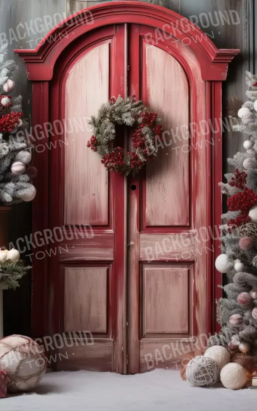 Rustic Christmas Door Iii 5’X8’ Ultracloth (60 X 96 Inch) Backdrop