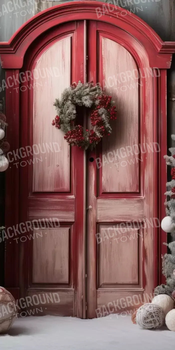 Rustic Christmas Door Iii 8’X16’ Ultracloth (96 X 192 Inch) Backdrop