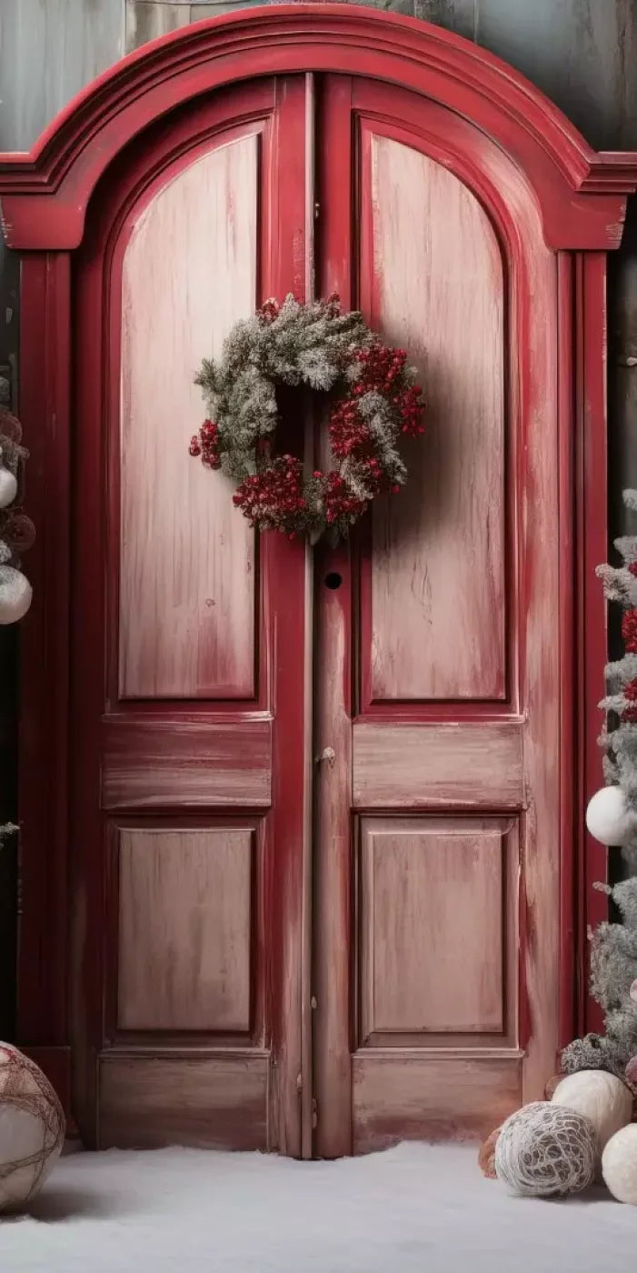 Rustic Christmas Door Iii 8’X16’ Ultracloth (96 X 192 Inch) Backdrop