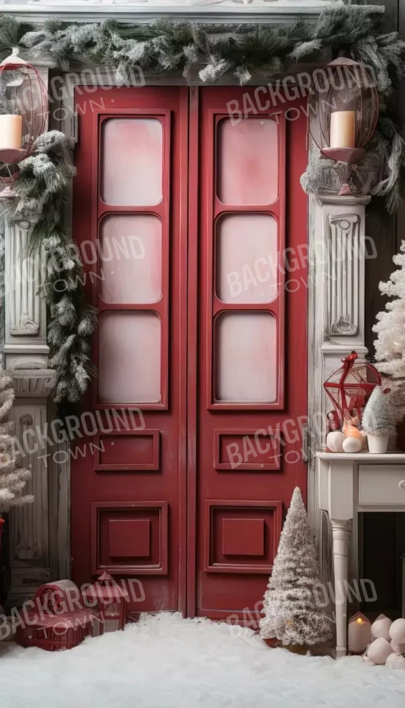 Rustic Christmas Door Iv 8’X14’ Ultracloth (96 X 168 Inch) Backdrop