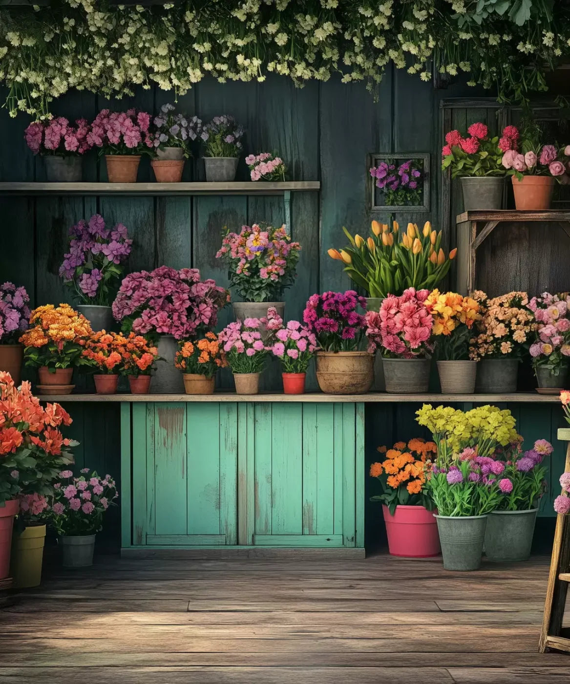 Rustic Flower Shop 10’x12’ UltraCloth (120 x 144 inch) Backdrop