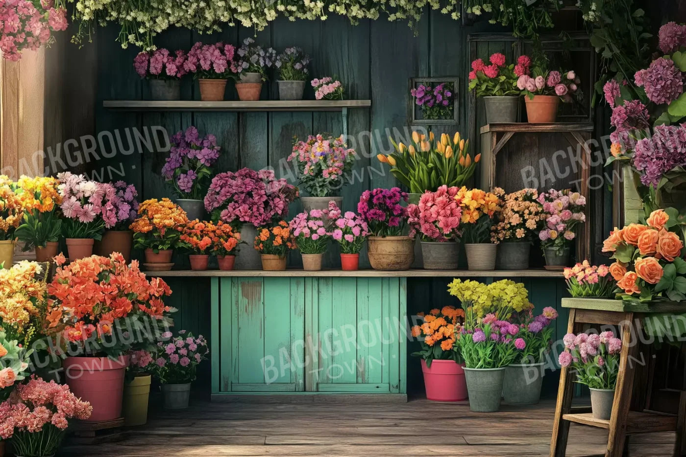 Rustic Flower Shop 12’x8’ UltraCloth (144 x 96 inch) Backdrop