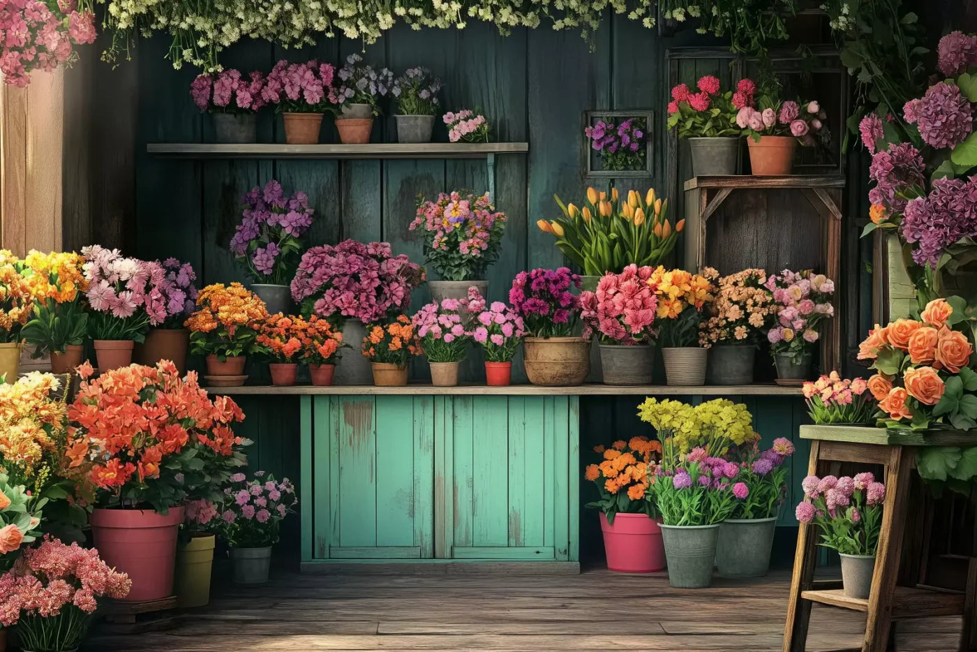 Rustic Flower Shop 12’x8’ UltraCloth (144 x 96 inch) Backdrop