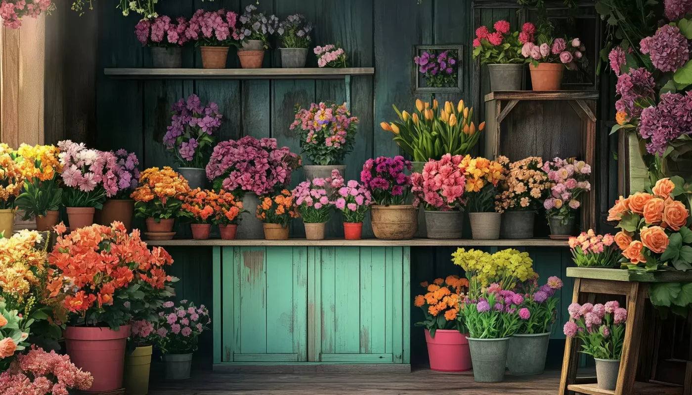 Rustic Flower Shop 14’x8’ UltraCloth (168 x 96 inch) Backdrop
