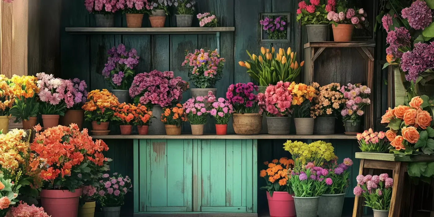 Rustic Flower Shop 16’x8’ UltraCloth (192 x 96 inch) Backdrop