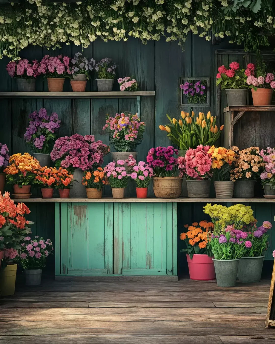 Rustic Flower Shop 4’x5’ RubberMat Floor (48 x 60 inch) Backdrop