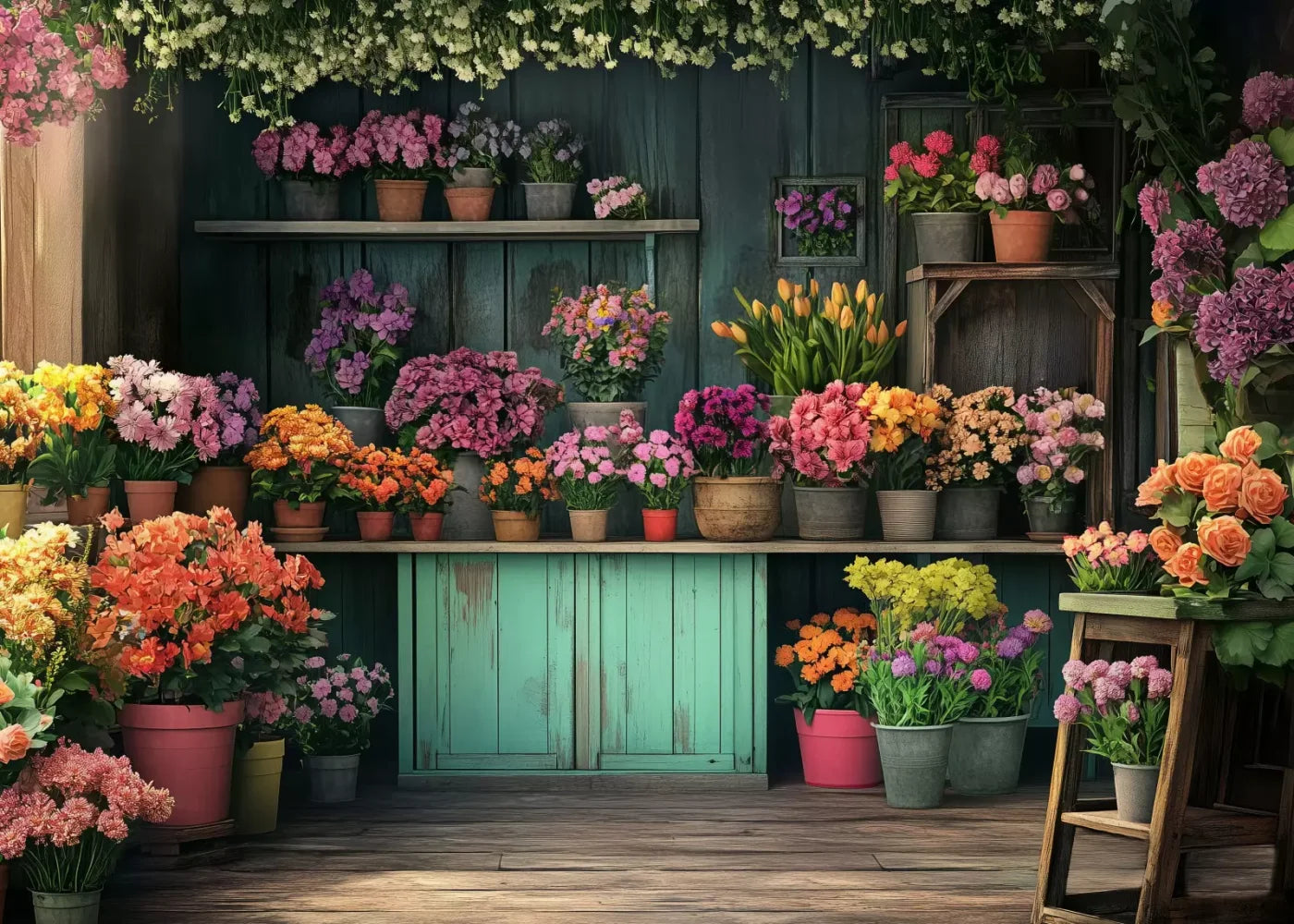 Rustic Flower Shop 7’x5’ UltraCloth (84 x 60 inch) Backdrop