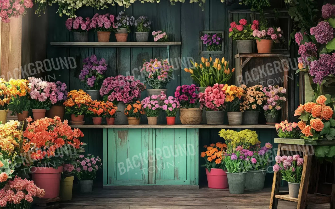 Rustic Flower Shop 8’x5’ UltraCloth (96 x 60 inch) Backdrop