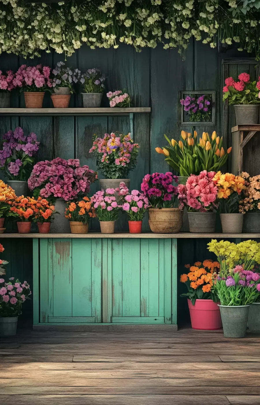 Rustic Flower Shop 9’x14’ UltraCloth (108 x 168 inch) Backdrop