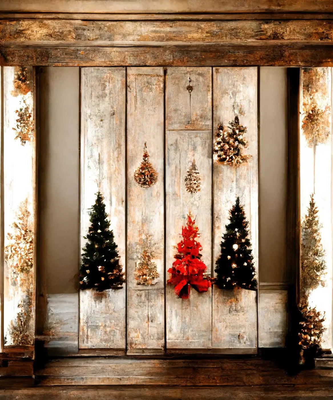 Rustic Holiday Display 10’X12’ Ultracloth (120 X 144 Inch) Backdrop